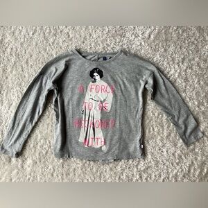 GAP Gray and Pink Long Sleeve Tee with Graphic Design